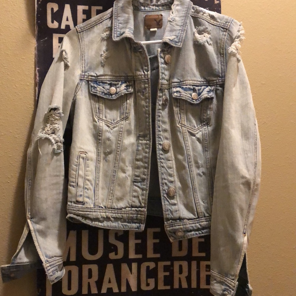 Sassy distressed embellished jean jacket - Picture 2 of 3